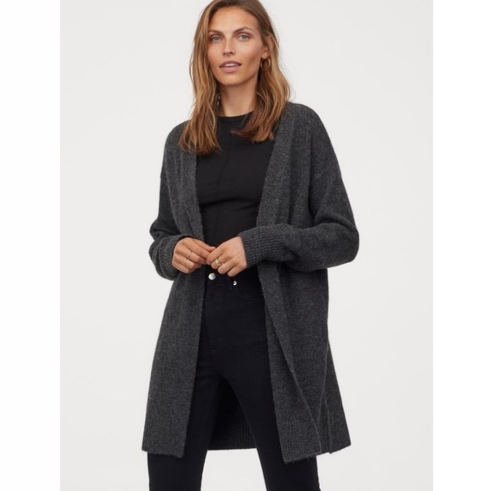 H&M Charcoal Grey Wool Blend Duster Sweater